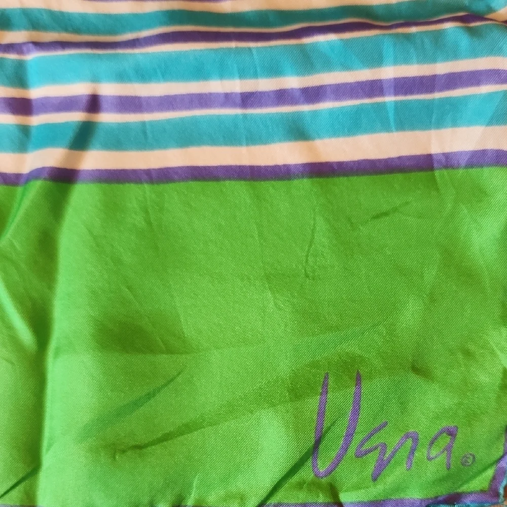 Vintage VENA Green & Purple Abstract Polyester Scarf